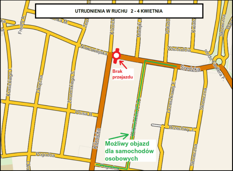 Zamknięcie odcinka Średzkiej i zmiany tras autobusów