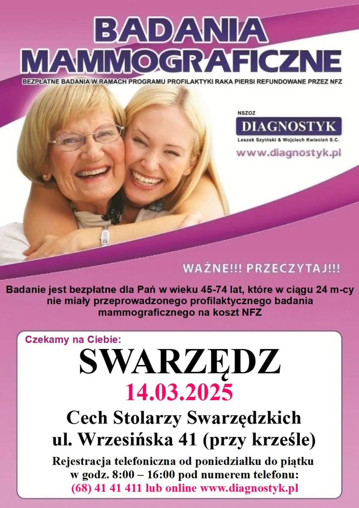 Skorzystaj z mammografii foto Tygodnik i Portal Swarzedzki