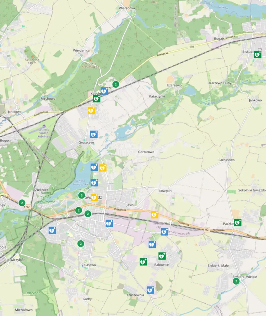 AED mapa 03 06 2025 Tygodnik i Portal Swarzedzki