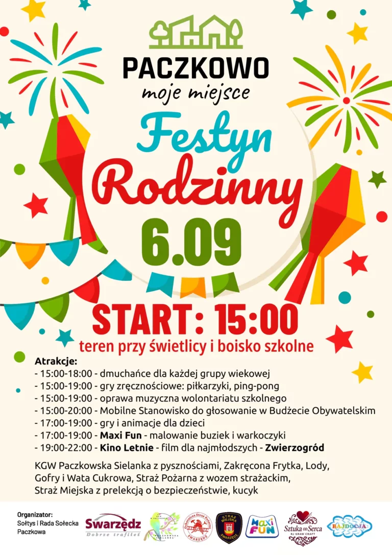W sobotę Festyn Rodzinny z Kinem Letnim w Paczkowie!
