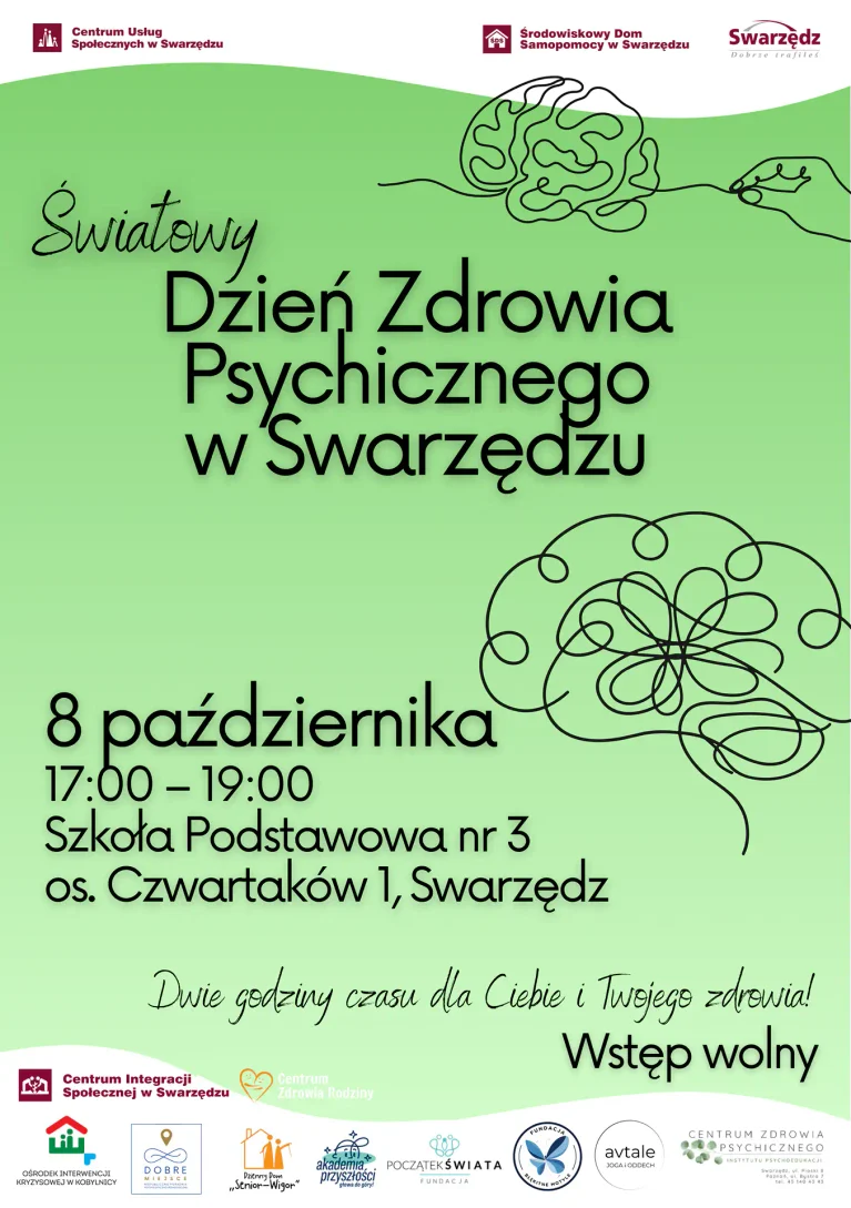 Swarzędz:  Światowy Dzień Zdrowia Psychicznego! Bezpłatne badania i warsztaty!